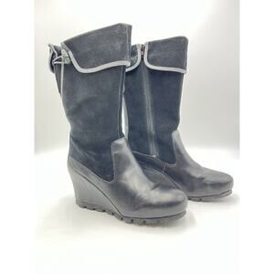 Merrell Black Suede Leather Wedge Boot 7